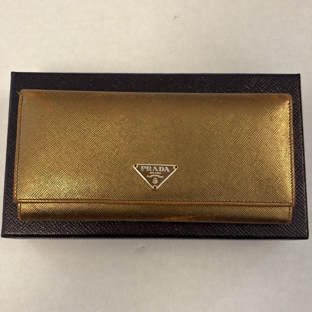 Prada Metallic Gold Wallet - Picture 2 of 7